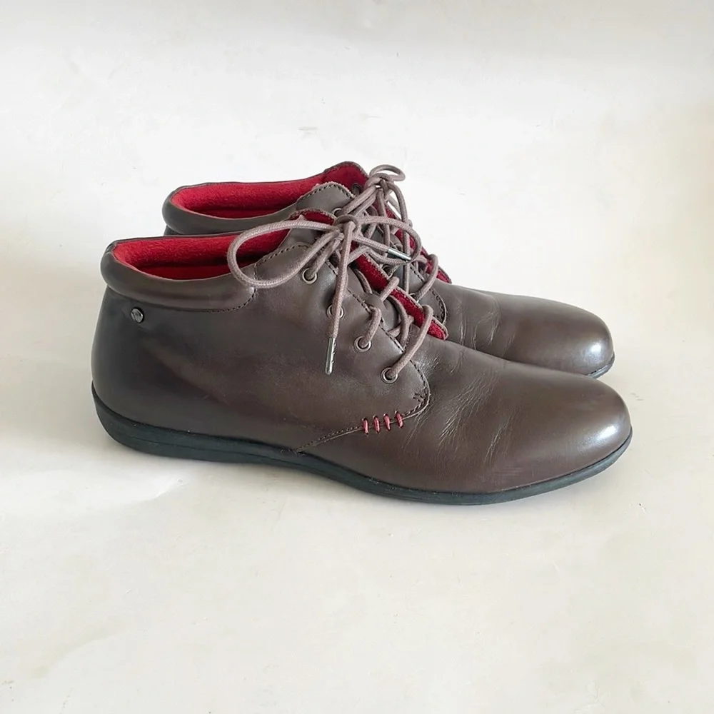 Revere Womens Wanaka Chocolate Brown Lace-up Casual Ankle Booties size 9.5
